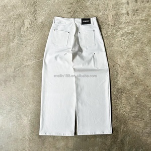 Fabricant de denim, pantalon en denim japonais selvedge blanc uni, coupe droite ample pour homme, jeans de créateur, haute qualité - Product Image 2