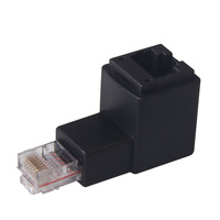 Adaptor RJ45 Kustom Cat5e Cat6e Jaringan LAN Ethernet Siku 90 derajat Sudut Kanan Bentuk L Konektor RJ45 untuk Kabel Jaringan