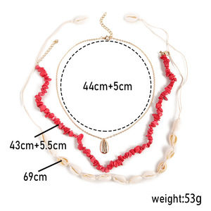 Collier superposé en coquillages avec pierres turquoise et coquillages cauris, collier bohème pour femmes, bijoux tendance - Product Image 5