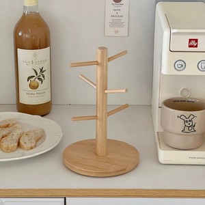 Portavasos de bambú para escritorio, minimalista, triple, que ahorra espacio, para uso doméstico - Product Image 1