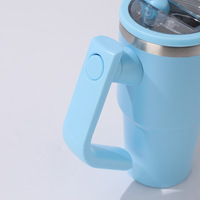Gobelet isotherme sous vide en acier inoxydable 304/201 de 500 ml, grande capacité, avec poignée pivotante, portable pour utilisation en voiture