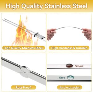 Bán buôn sản phẩm mới thịt nướng xiên thép không gỉ Rotisserie dĩa đôi kim đẩy tấm thịt xiên cho kabob nướng BBQ - Product Image 3