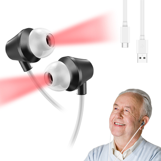 Safe Tinnitus Therapy Device,Portable USB Red Light Treatment Tool for Ringing Ears, Adjustable Intensity