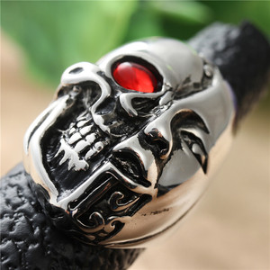 Anillo de Calavera Plateado para Hombre, Joyería Punk, Estilo Retro, Engaste de Bisel 27038 - Product Image 4
