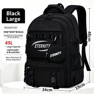 <b>Black</b>, White, Red, Green Large Capacity <b>Waterproof</b> Polyester Student <b>Backpack</b> Multi Pockets for School Travel Wholesale - Product Image 2