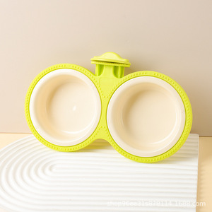 Hanging Pet Bowl Double Feeder Light Green For Cat Dog Feeding Drinking Dish With Hook Easy To Hang And Clean - Product Image 1