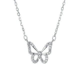 Butterfly Necklace Zinc Alloy Hollow Design Sparkling Diamond Clavicle Chain For Women Party Fashion Jewelry - Product Image 5