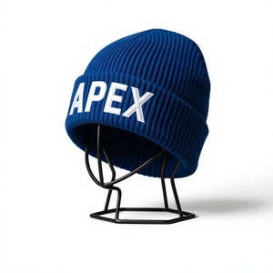 Bonnet en tricot bleu personnalisé avec broderie de logo, ajustement extensible, pour l'hiver, décontracté, pour l'extérieur - Product Image 1