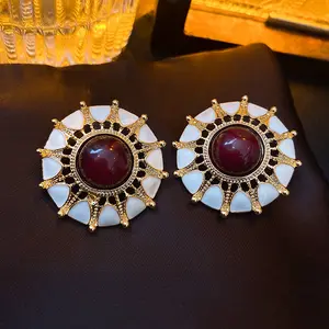 Chic phụ nữ cô gái bạc kim Kim Cương Hoa tai thời trang Retro chất lượng Dubai Bông tai vàng lớn jhumka thiết kế