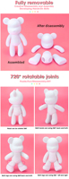 DIY Verseur Peinture Violent Bear Doll 75cm Fluid Bear Model Toy avec White Base Kit