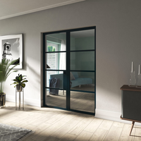 Portes battantes modernes à double battant en verre trempé insonorisé, en aluminium, pour entrée intérieure, jardin et salon extérieur