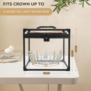 Nhôm khung vương miện hộp Tiara Mang trường hợp thêm lớn với Sash chủ rõ ràng Acrylic hiển thị trường hợp vệ sinh mỹ phẩm tổ chức - Product Image 3