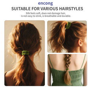 Ikat Rambut Elastis Sutra Mulberry 100% Ukuran Kecil Tipis, Aksesoris Rambut Wanita & Anak Perempuan, Grosir - Product Image 3