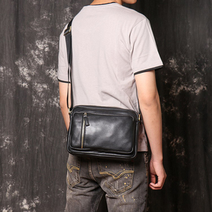 Custom Wholesale Cowhide Square Bag Genuine Leather Crossbody Pack Casual Sling Shoulder <b>Side</b> Messenger Bag For Men Daily Work - Product Image 6