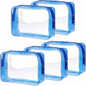 Vacation Travel Bathroom Tidy up Toiletry Transparent Pvc Zipper Portable Blue Cosmetic Bags and <b>Cases</b> - Product Image 6
