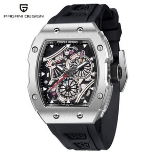 Montre de luxe pour homme PAGANI DESIGN YS012, design sportif, aiguille des secondes fluide, étanche, verre saphir, forme tonneau, Orologio - Product Image 1