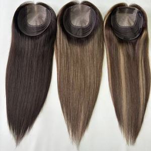 Toupet con Base in Seta di Capelli Umani Vergini, Pronto per la Spedizione, Lisci o Ondulati, con Partizione a Destra per Donne con Capelli Diradati - Product Image 2
