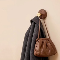 Crochets muraux décoratifs de luxe en bois massif de noyer noir et laiton, adhésifs, sans perçage, pour entrée, finition vintage polie
