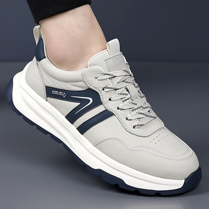 Zapatillas deportivas de cuero para hombre Store 1987, con punta redonda, cordones, suela de goma transpirable, estilo deportivo informal para otoño. - Product Image 1
