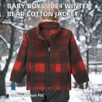 Veste polaire à carreaux pour bébés garçons, style coréen, avec fermeture éclair, idéale pour l'extérieur