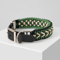 Collier pour chien en paracorde en cuir durable pour l'extérieur, collier pour animal de compagnie tissé réglable, collier pour chien avec quincaillerie antirouille pour la randonnée et la marche