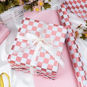 Daily pink blue white checkered <b>pattern</b> aluminum-coated <b>paper</b> packaging for birthdays graduation ceremonies baby party - Product Image 3