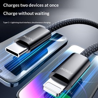 Câble de données USB-C vers USB-C 2 en 1, 5A, charge rapide PD 60W, en nylon, avec conducteur en cuivre pur, pour ordinateurs, téléphones et appareils iOS
