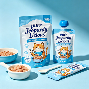 Bolsa con Boquilla <span class=keywords><strong>de</strong></span> Aluminio <span class=keywords><strong>de</strong></span> Alta Barrera, Forma Irregular, Grado Alimenticio, con Apertura Fácil para Golosinas para Gatos con Prebióticos - Product Image 2