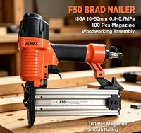 ZCMAX F50 Pneumatic Brad Nailer 18GA Air Nail Gun untuk Paku Lurus 10-50mm Dekorasi Furnitur Kayu Kabinet.