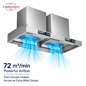 Hotte de cuisine professionnelle 1800 mm double tête 2000 W en acier inoxydable avec commande tactile 72 m³/min Fabricant OEM ODM - Product Image 2