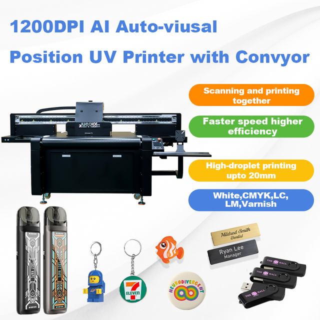 Jucolor Automatic RICOH GEN6 UV Inkjet Printer with CCD Head Assembly Line UV Conveyor Industry New Condition