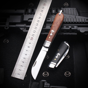 Cuchillo Plegable Tradicional para Electricistas BAI CHUANG, Cuchillo de Camping, Cuchillo de Acero Inoxidable con Borde Biselado y Mango de Madera, para Trabajos con Cables Sin Aislamiento - Product Image 2