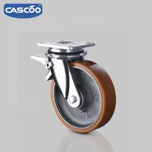 Cascoo Nhiệm Vụ Nặng Nề 8 Inch Xoay Đúc Sắt Polyurethane Bánh Xe Bánh Xe Để Bán