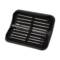 Kit d'outils d'extraction de points noirs pour le nettoyage du visage, 9 pièces, en acier inoxydable argenté, aiguilles et pinces pour l'élimination de l'acné et des points noirs, nettoyeur de pores