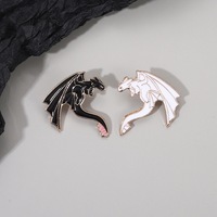 Broches Dragon Noir et Blanc - Badge en Alliage Métallique Cartoon et Mignon - Accessoire Unisexe Polyvalent et Sophistiqué