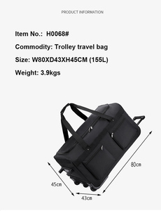 Unisex New Multifunctional 2-<b>Wheel</b> Foldable Durable 155L Travel Trolley Luggage Bag <b>Backpack</b> with Compressible Shoulder Straps - Product Image 5