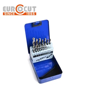 eurocut สีฟ้า 19 ชิ้นกล่อง 1-10 มม. din338 สว่าง hss เจาะ ชุดสําหรับโลหะสแตนเลส