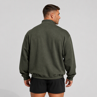 Sweat-shirt d'hiver personnalisé pour homme en coton, à quart de zip, coupe oversize, pour la gym, à capuche, avec fermeture éclair, taille US, style sportif
