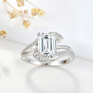 Quality Fine Jewelry Design Wholesale 925 Sterling <b>Silver</b> Classic Women's Engagement <b>Ring</b> 3ct <b>Emerald</b>-Cut 3A/5A White Zircon - Product Image 1