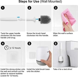 Accesorios de Baño, Portaescobillas de Inodoro Montado en la Pared, Juego de Escobillas de Inodoro de TPR, Escobilla de Inodoro de Silicona con Soporte - Product Image 5