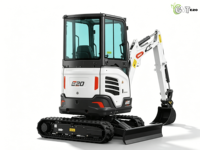 Mini-excavatrice E20 d'occasion pour moteur EPA EURO 5, avec pelle standard, lame de bulldozer et moteur utilitaire pour travaux de terrassement compact.