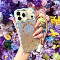 Funda Magnética con Polvo Brillante para iPhone 18 Pro Max, Decoración de Diamantes, Híbrida de TPU y PC, Antiarañazos, Cobertura Total