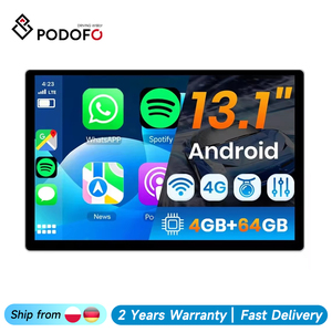 Podofo 13.1 Inch 4G& WIFI Android Car Stereo 8-Core 4+64GB 2K Touch Screen Car Radio Wireless Carplay Android Auto GPS DSP RDS - Product Image 1