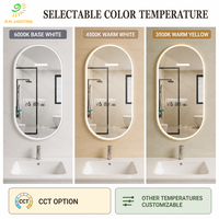 Miroir de salle de bain LED en forme de pilule à éclairage frontal 35x70cm, cadre métallique large, anti-buée, intensité réglable, IP44, miroir de vanité pour hôtel par Joystar