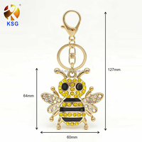 Porte-clés LED en PVC tendance avec motif floral imprimé UV, adorable abeille, durable, étanche, pour cadeaux de la Saint-Valentin, décoration douce, porte-clés