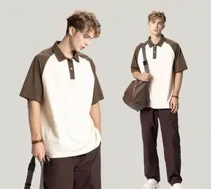 POLO estiva da uomo t-shirt manica corta da uomo e da donna marchio di moda americano sciolto colore contrasto risvolto manica corta da uomo <span class=keywords><strong>sh</strong></span> - Product Image 1