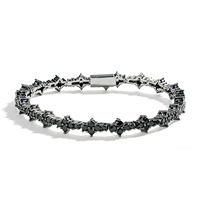 Pulsera de tenis con circonitas negras y diseño de flor de ciruelo, con cierre de resorte, de latón chapado en negro, joyería hip hop para mujer y hombre