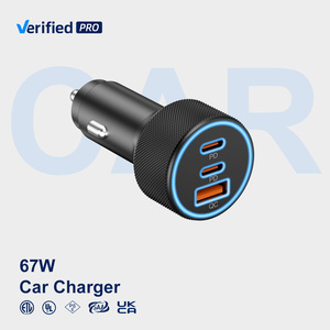 Cargador de coche <span class=keywords><strong>TKT</strong></span> PD QC3.0, <span class=keywords><strong>3</strong></span> puertos, 67W, adaptador de corriente de carga rápida, compatible con iPhone, dispositivos inteligentes, función de encendedor de cigarrillos - Product Image 1