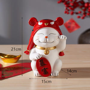 맞춤형 수지 아트 럭키 캣 근년 사업 선물 수지 장식 호랑이 머리 모자 사자 댄스 모자 럭키 캣 - Product Image 5