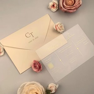 Carte d'invitations <span class=keywords><strong>de</strong></span> baptême d'usine chinoise <span class=keywords><strong>de</strong></span> couleur pêche carte d'invitation <span class=keywords><strong>de</strong></span> <span class=keywords><strong>mariage</strong></span> transparente acrylique personnalisée - Product Image 4